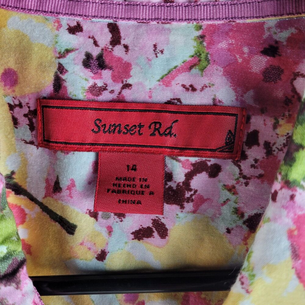 Sunset Rd sleeveless floral button-up blouse Sz 14 - Picture 3 of 4